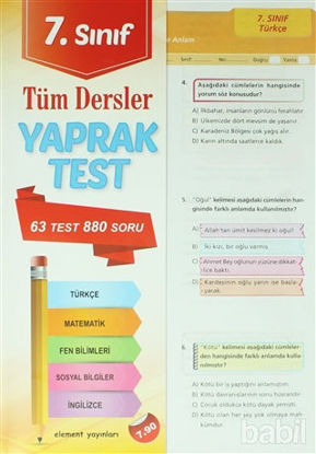 Picture of 7. Sınıf Tüm Dersler Yaprak Test