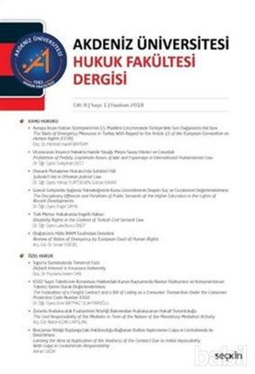 Picture of Akdeniz Üniversitesi Hukuk Fakültesi Dergisi Cilt: 8 - Sayı: 1
