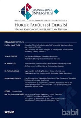 Picture of Hasan Kalyoncu Üniversitesi Hukuk Fakültesi Dergisi Sayı: 16