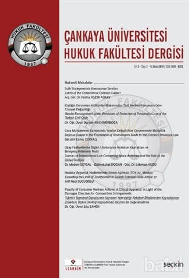 Picture of Çankaya Üniversitesi Hukuk Fakültesi Dergisi Cilt: 3 Sayı: 2