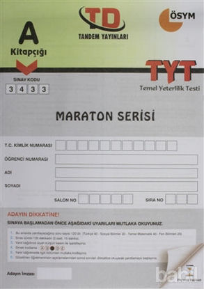 Picture of A Kitapçığı 3433 Maraton Serisi TYT Temel Yeterlilik Deneme Sınavı