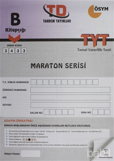Picture of B Kitapçığı 3433 Maraton Serisi TYT Temel Yeterlilik Deneme Sınavı